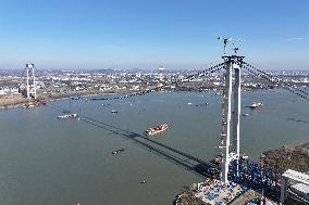 The Longtan Yangtze River Bridge Under Construction in Nanjing