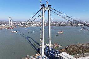 The Longtan Yangtze River Bridge Under Construction in Nanjing