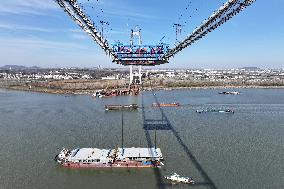 The Longtan Yangtze River Bridge Under Construction in Nanjing