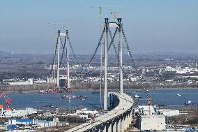 The Longtan Yangtze River Bridge Under Construction in Nanjing