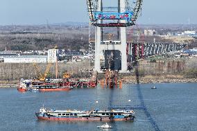 The Longtan Yangtze River Bridge Under Construction in Nanjing