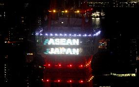 Tokyo Tower lit up for 50th anniversary of Japan-ASEAN ties