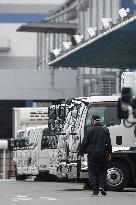 Trucks at southwestern Japan logistics center