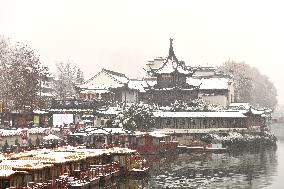 The Confucius Temple Snow Sceneric in Nanjing