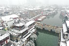 The Confucius Temple Snow Sceneric in Nanjing