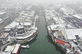 The Confucius Temple Snow Sceneric in Nanjing