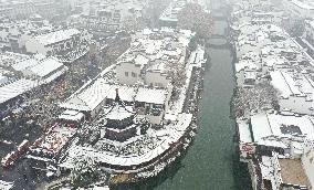 The Confucius Temple Snow Sceneric in Nanjing