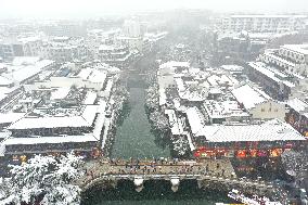 The Confucius Temple Snow Sceneric in Nanjing