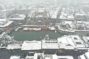 The Confucius Temple Snow Sceneric in Nanjing