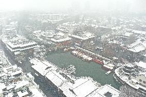 The Confucius Temple Snow Sceneric in Nanjing