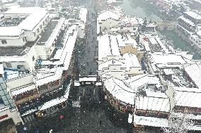 The Confucius Temple Snow Sceneric in Nanjing