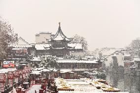 The Confucius Temple Snow Sceneric in Nanjing