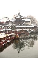 The Confucius Temple Snow Sceneric in Nanjing