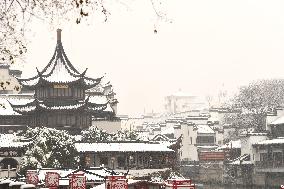 The Confucius Temple Snow Sceneric in Nanjing