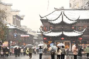 The Confucius Temple Snow Sceneric in Nanjing