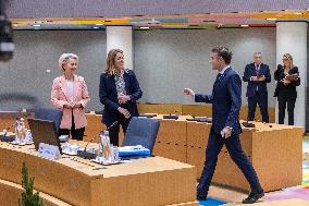 Emmanuel Macron President Of France At The European Council