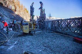 Installation Of A Bridge To Reopen The Road Of The Risoul Ski Resort