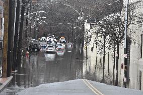 Flooded Roads In New Jersey Amidst Severe Rainstorm