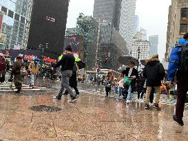 New York City Hit with Coastal Storm Bringing Heavy Rain.