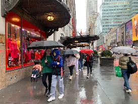 New York City Hit with Coastal Storm Bringing Heavy Rain.
