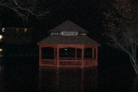 Flooding In New Milford New Jersey Impacts Homes And Overflows Pond