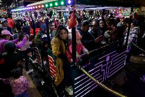 Residents Of Santiago Zapotitlán Tláhuac, Mexico City, Launch The Christmas Train