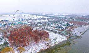 Ancient Bianhe River After Snow in Suqian