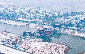 Ancient Bianhe River After Snow in Suqian