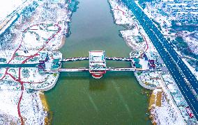 Ancient Bianhe River After Snow in Suqian