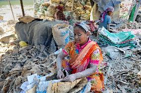 People Work Recycling Cement Bags - Bangladesh
