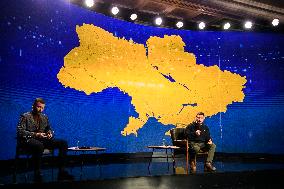 President Of Ukraine Volodymyr Zelenskiy During A Large Summary Press Conference In Kyiv