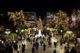 Christmas Atmosphere In Athens
