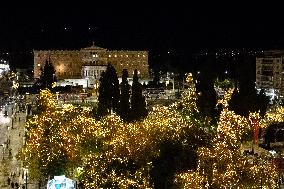 Christmas Atmosphere In Athens