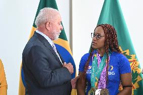 Brazilian President Luiz Inácio Lula Da Silva Receives Olympic Athletes