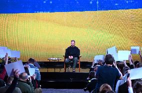 Ukrainian President Volodymyr Zelensky Year-end Press Conference In Kyiv, Amid Russia's Invasion Of Ukraine.