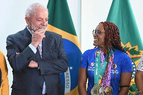 Brazilian President Luiz Inácio Lula Da Silva Receives Olympic Athletes