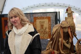 Straw nativity scene set up in Ivano-Frankivsk