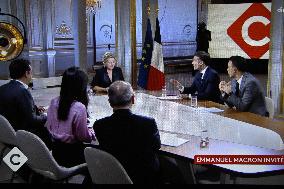 Emmanuel Macron on the French TV channel France 5’s show ‘’ C a vous ‘’