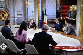 Emmanuel Macron on the French TV channel France 5’s show ‘’ C a vous ‘’