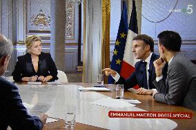 Emmanuel Macron on the French TV channel France 5’s show ‘’ C a vous ‘’