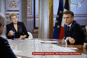 Emmanuel Macron on the French TV channel France 5’s show ‘’ C a vous ‘’