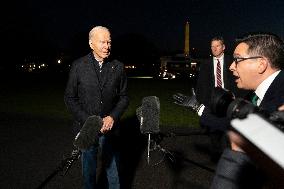 President Joe Biden returns to The White House