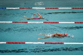 Florent Manaudou Visits Pontoise Swimming Pool - Paris