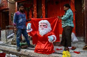 Preparation For Christmas Celebration In India.