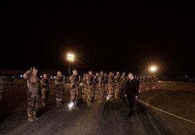 Macron Visits French Air base - Jordan