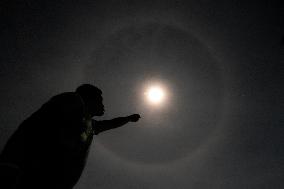 Lunar Halo Appears In Colombo