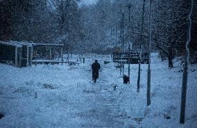 Snowfall In Linköping, Sweden