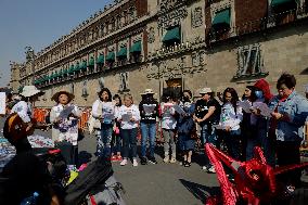 Mothers Of Disappeared Sons And Daughters In Mexico Hold Antiposada Outside National Palace, Mexico City