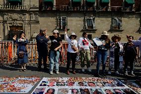 Mothers Of Disappeared Sons And Daughters In Mexico Hold Antiposada Outside National Palace, Mexico City