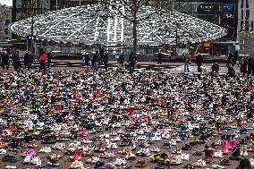 Display of 8000 Shoes In Rotterdam